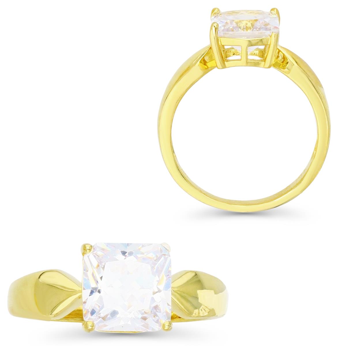 Sterling Silver Yellow & 8MM PR Ct. White CZ Solitaire Ring