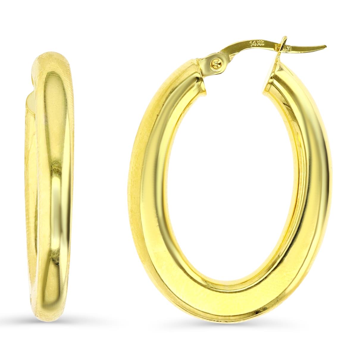 14K Gold Yellow 30X4MM Polished Flat Oval Hoop Earring
