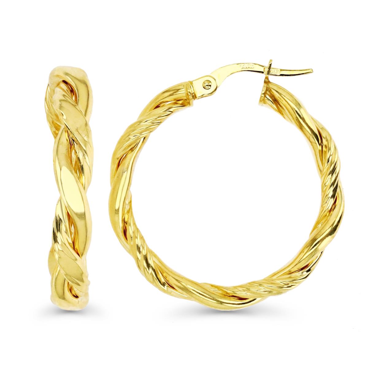 14K Gold Yellow 26X4MM Twisted Hoop Earring