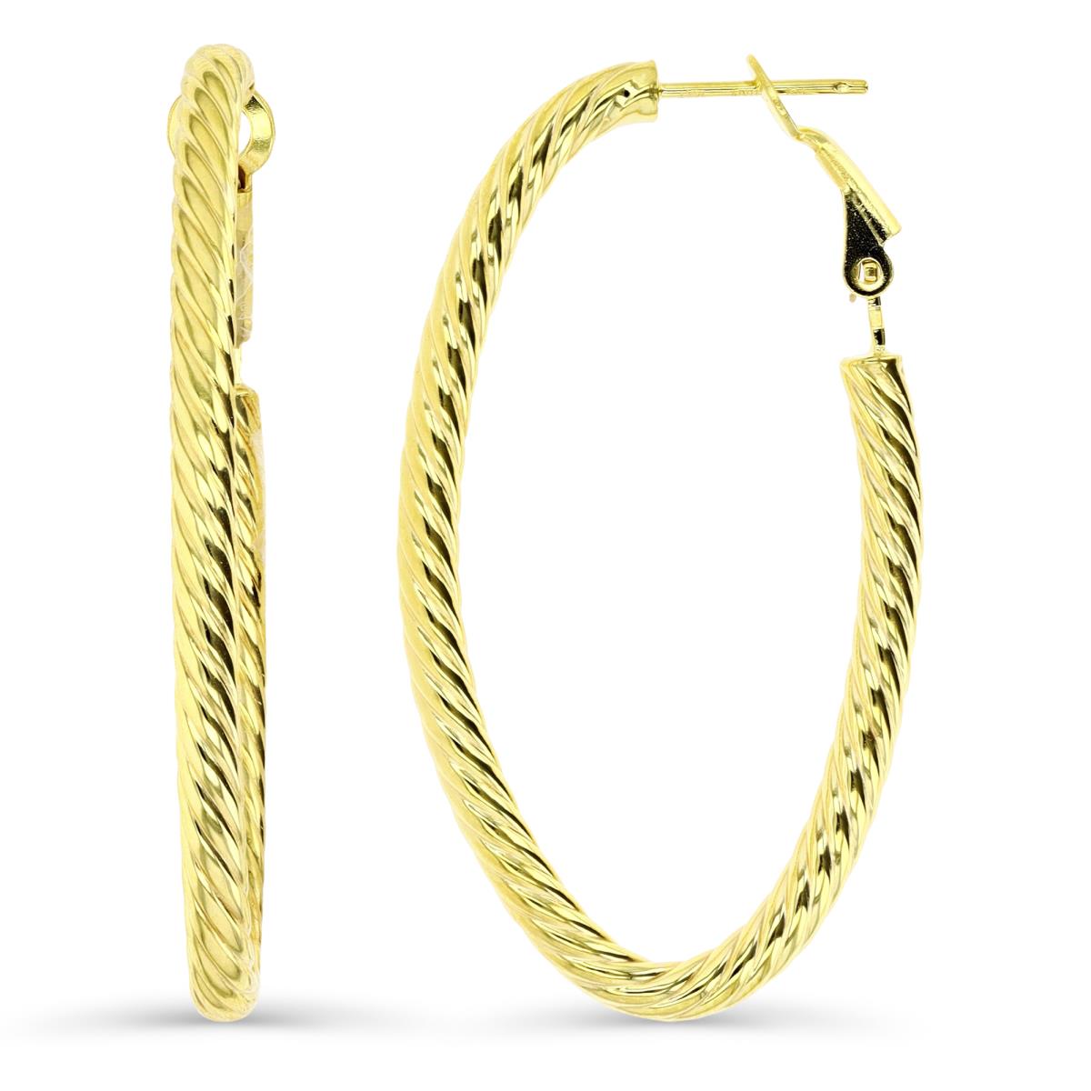14K Gold Yellow 45MM Twisted Rope Oval Hoop Earring