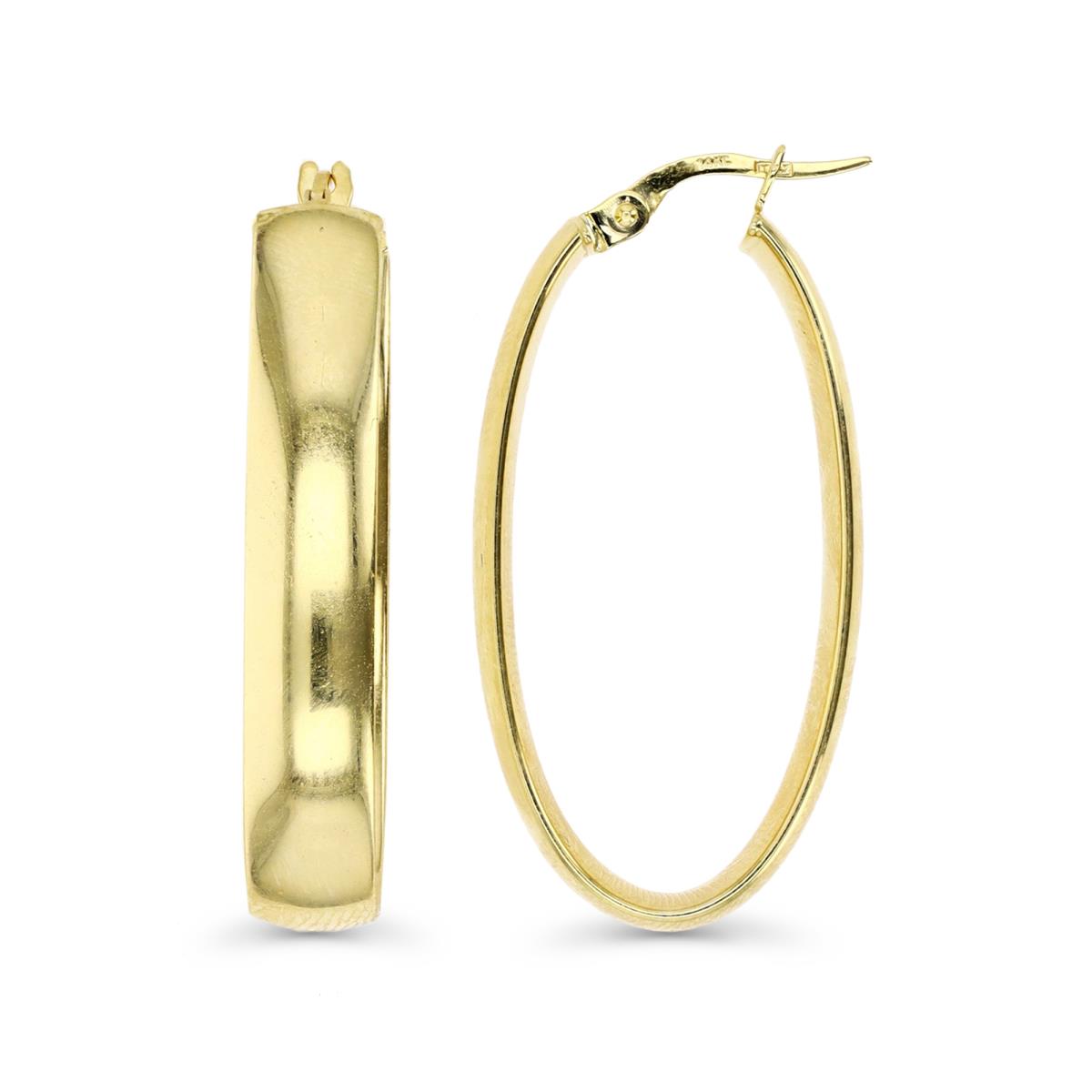 14K Gold Yellow 35X6MM Polished Wide Oval Hoop Earring
