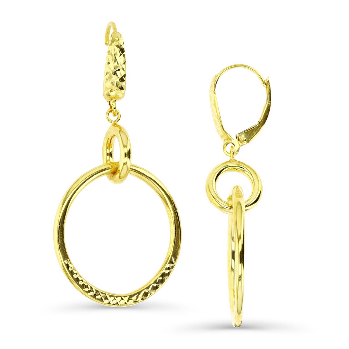 14K Gold Yellow 45X22MM Polished & DC Dangling Earring