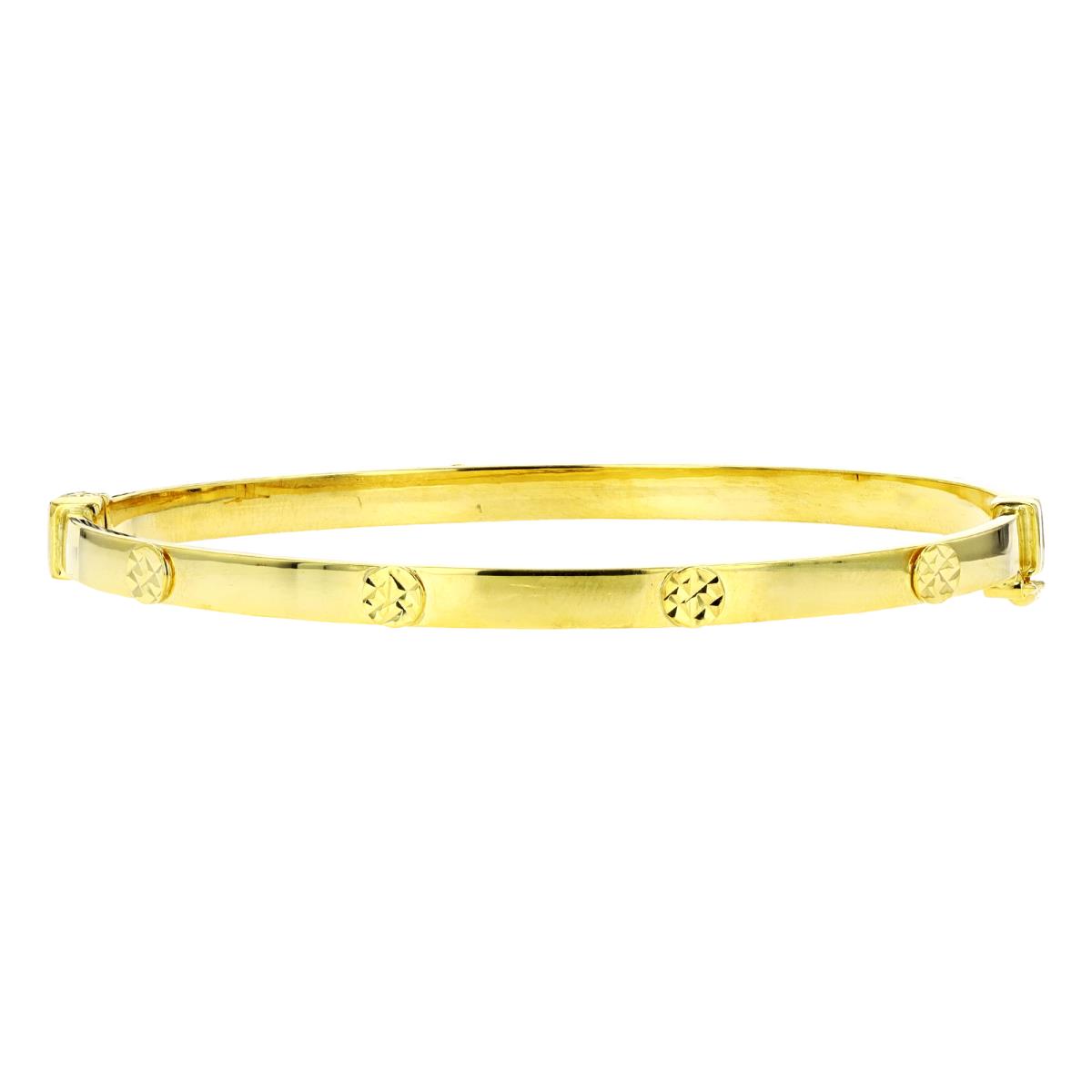 14K Gold Yellow 4MM Polished & DC Screw Love Bangle Bracelet