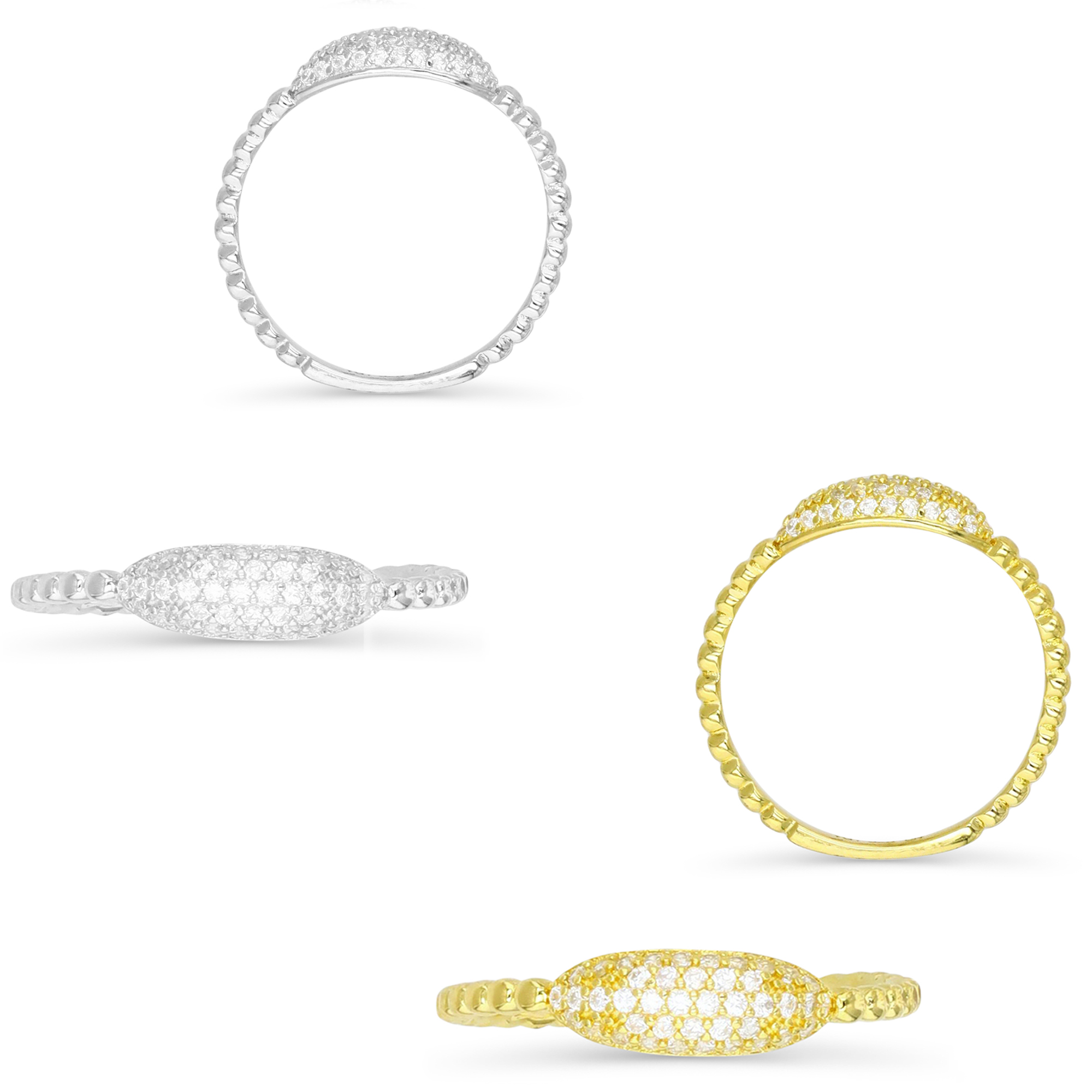 Sterling Silver Yellow & White 4X11.5MM;4X11.5MM Set