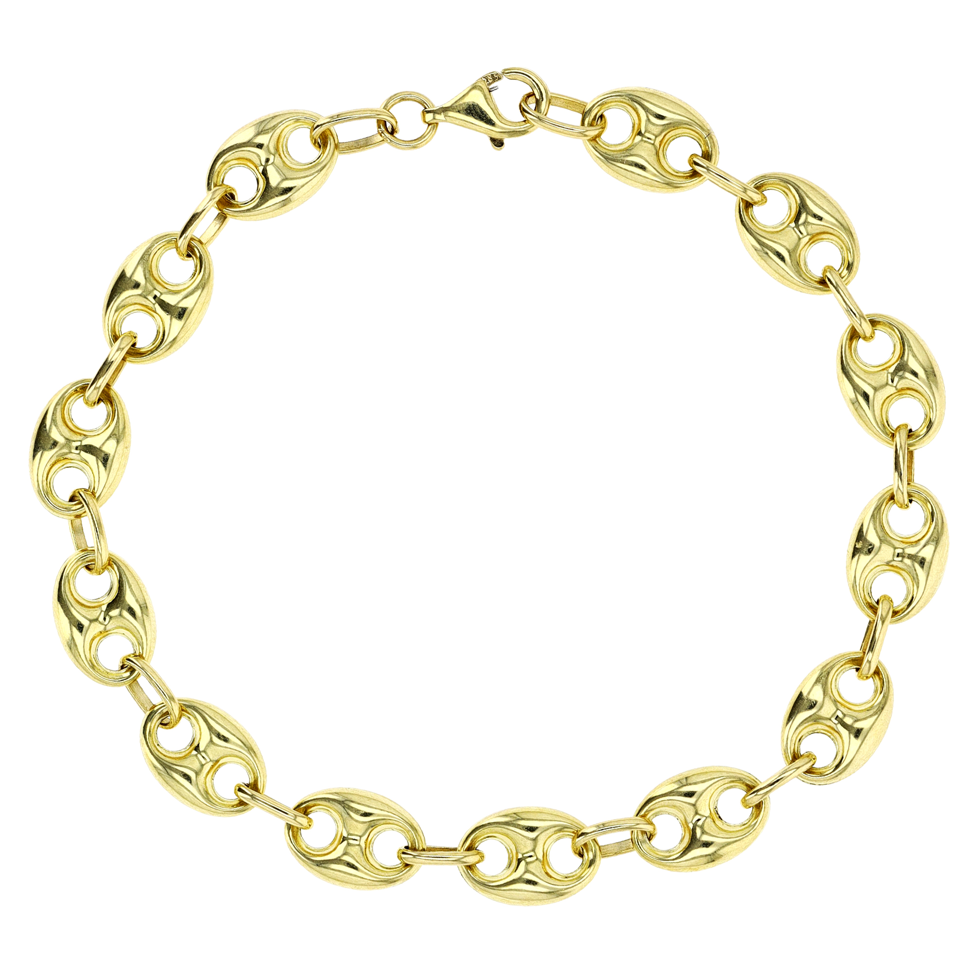 14K Yellow Gold 6MM Puffed Mariner 7.25" Chain Bracelet