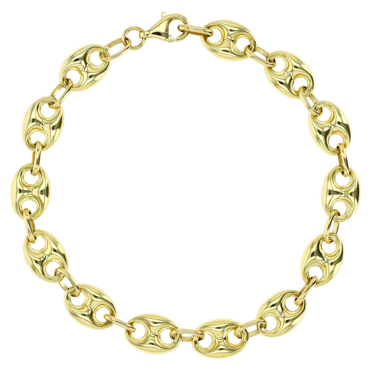 14K Yellow Gold 7MM Puffed Mariner 10" Chain Anklet