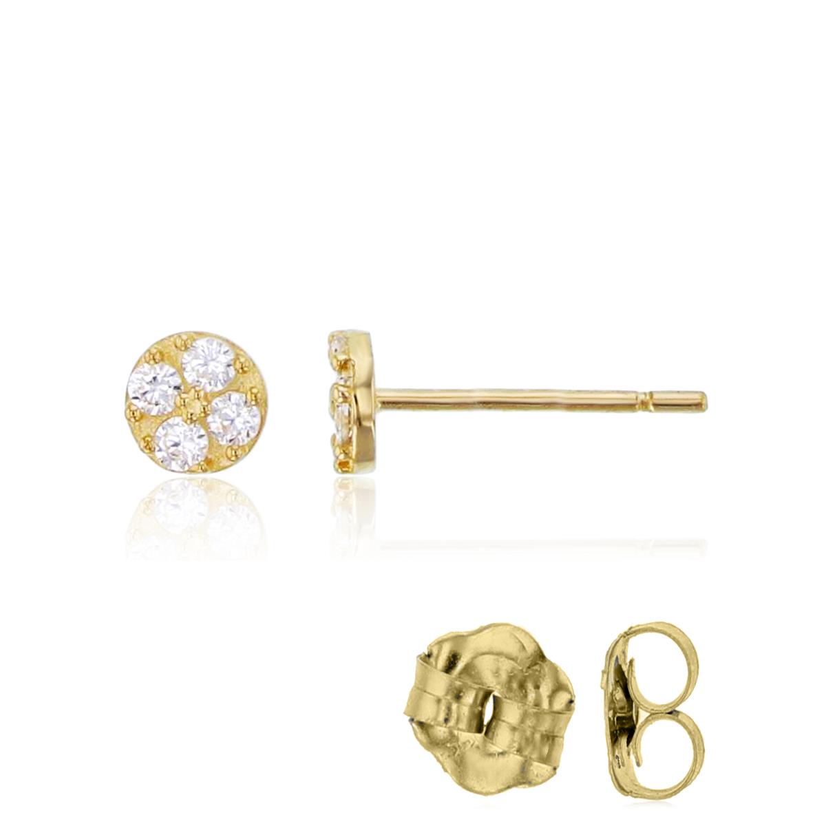 14K Yellow Gold 4x4mm Circle Stud Earring with Gold Butterfly Backs