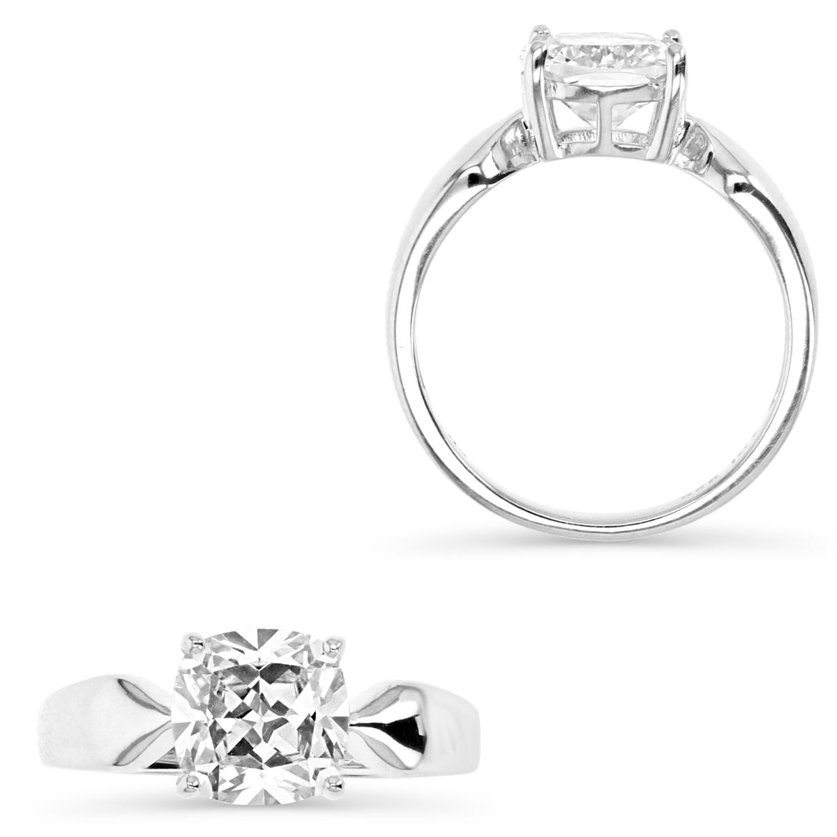 Sterling Silver Rhodium 8MM Cu. Ct. White CZ Solitaire Engagement Ring