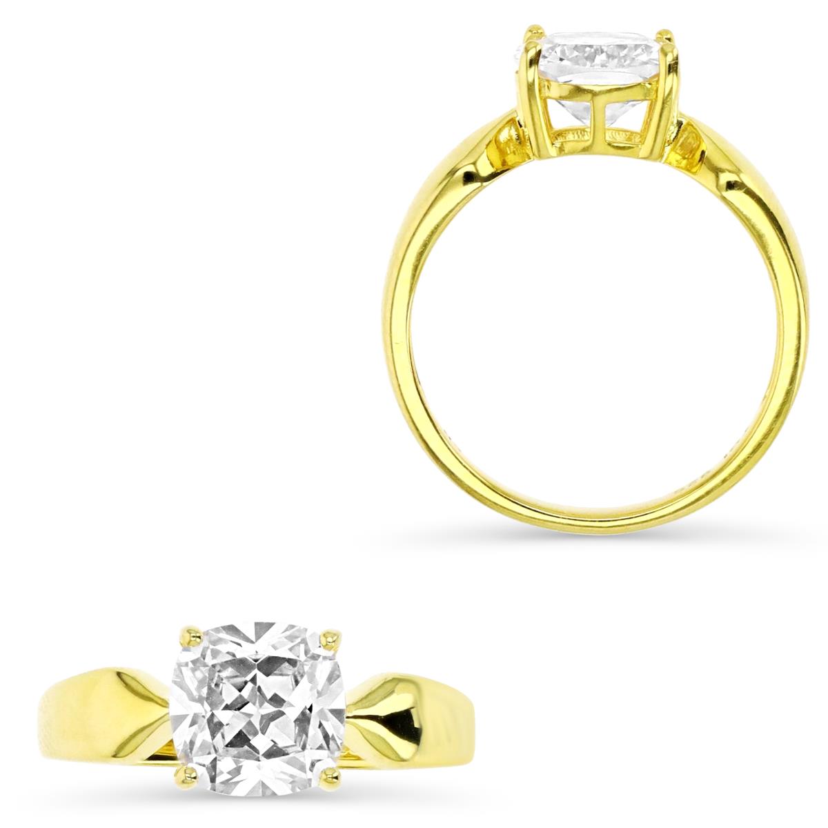 Sterling Silver Yellow 8MM Cu. Ct. White CZ Solitaire Engagement Ring