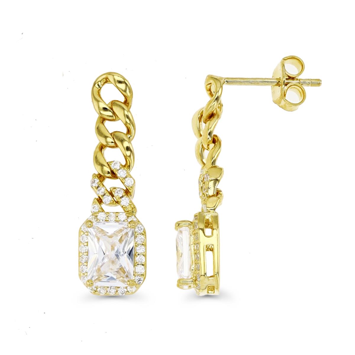 Sterling Scilver Yellow 1M & EM Ct.White CZ Link  Dangling Earring