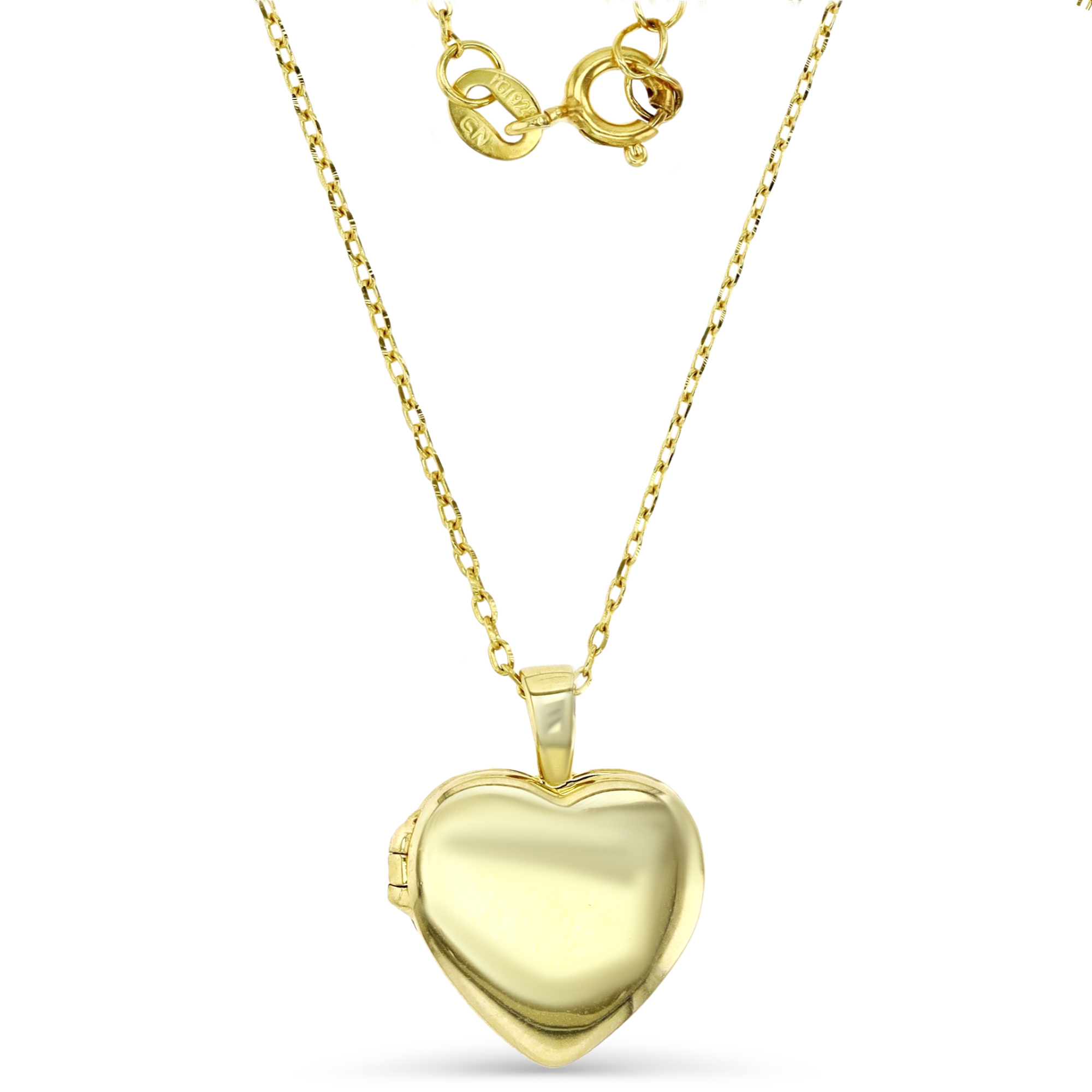 Sterling Silver Yellow1M Polished Heart Locket 16+2" Necklace