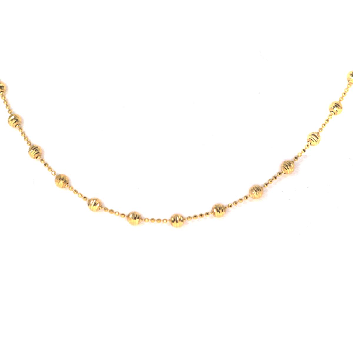 14K Yellow Gold Diamond Cut Fancy Bead 18" Necklace