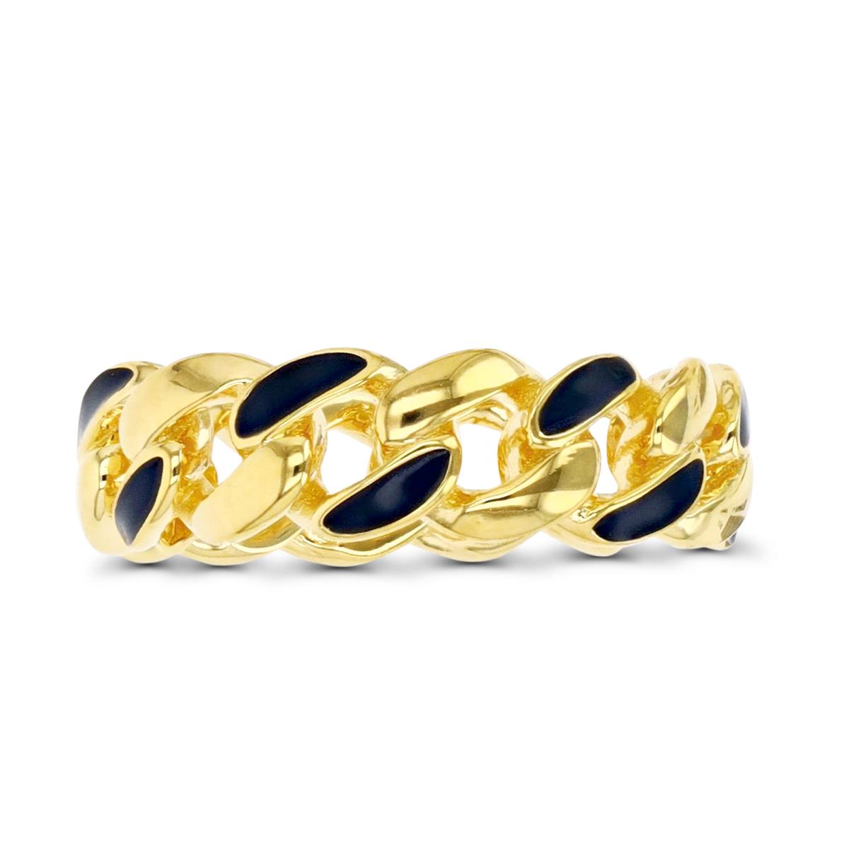 Sterling Silver Yellow 6.5MM Black Enamel Link Band