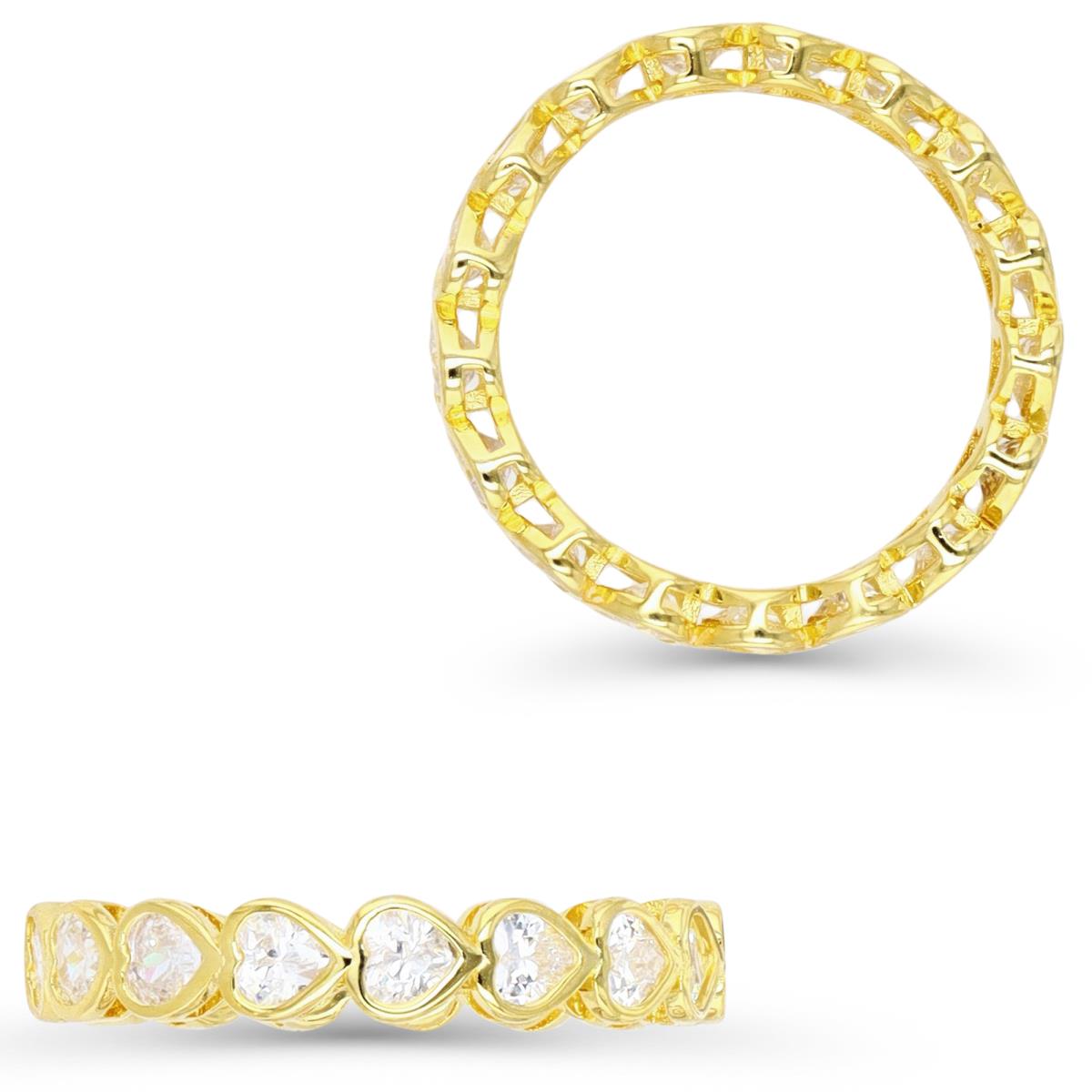 Sterling Silver Yellow 3.5MM White CZ Heart Shape Eternity Ring