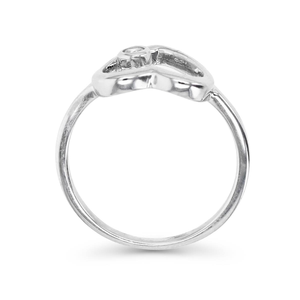 Sterling Silver Rhodium 12MM Polished White CZ Cut Out Heart Ring
