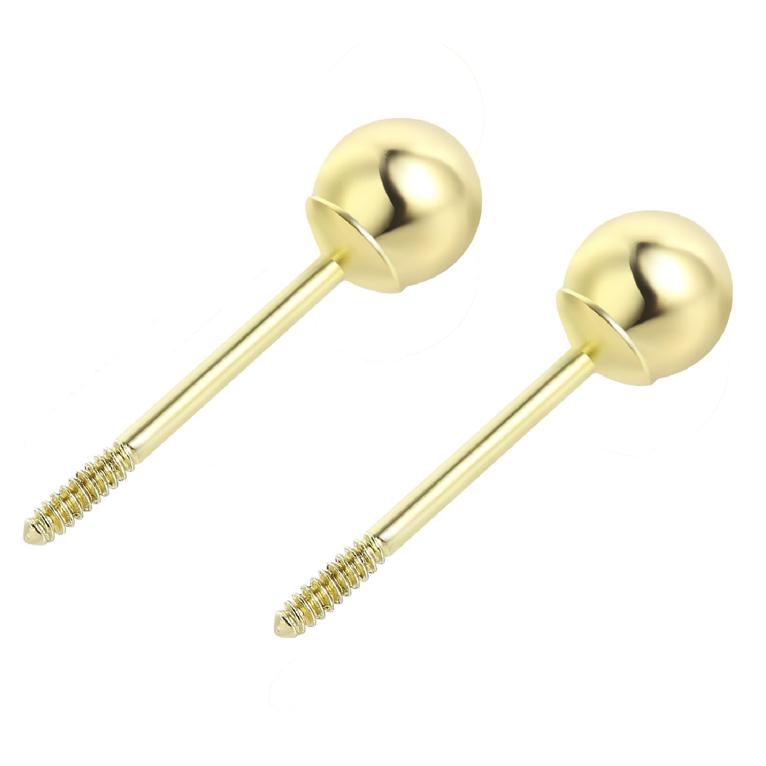 14K Yellow Gold 4mm Screwback Ball Studs (Pair)