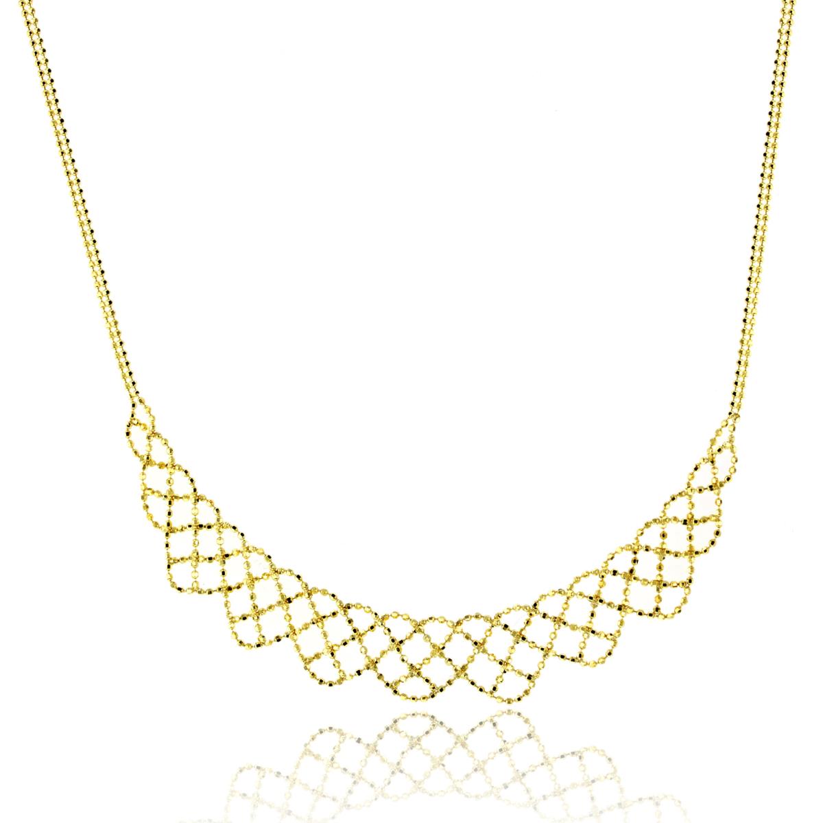 10K Yellow Gold Diamond Cut Beaded Weave 18" Necklace