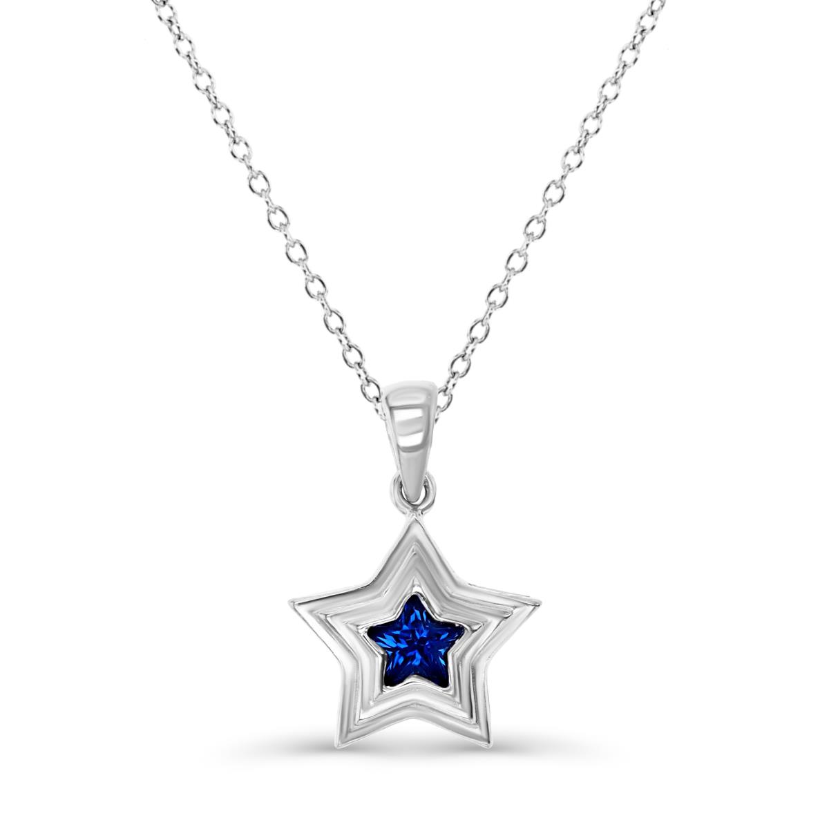 Sterling Silver Rhodium 18X13MM Polished Cr Spinel #113 Dangling Star 18'' Rollo Necklace
