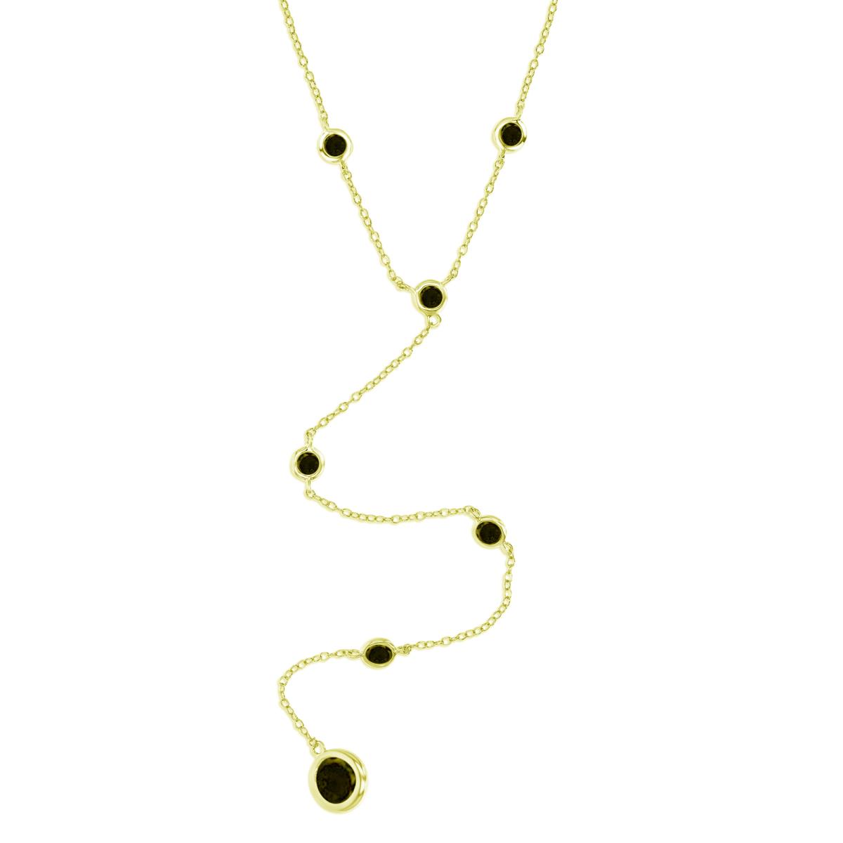 Sterling Silver Yellow 1M 7MM Polished Black Spinel Bezel Station 'Y' 18+2'' Necklace