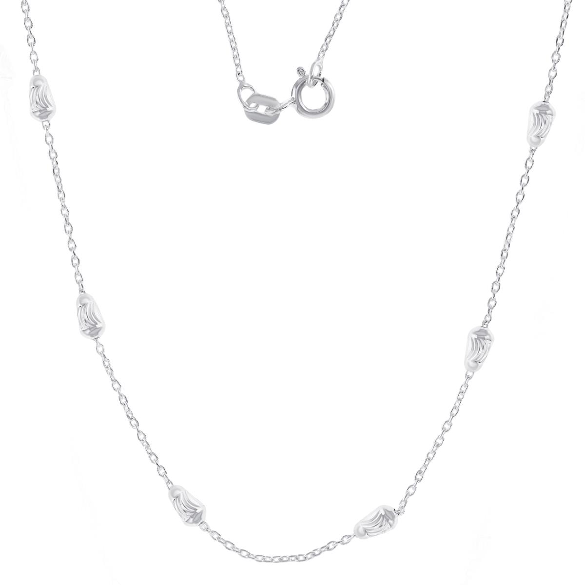 Sterling Silver Anti-Tarnish 3MM DC Beaded 18'' Necklace