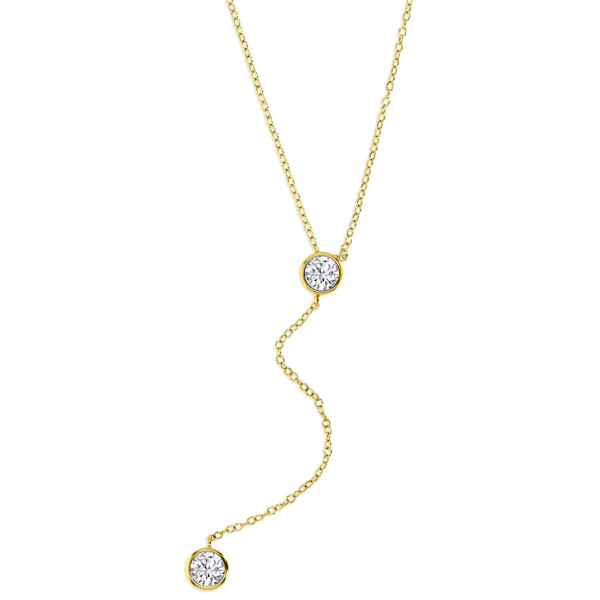 Sterling Silver Yellow 6MM Polished White CZ 'Y' 18+2'' Necklace