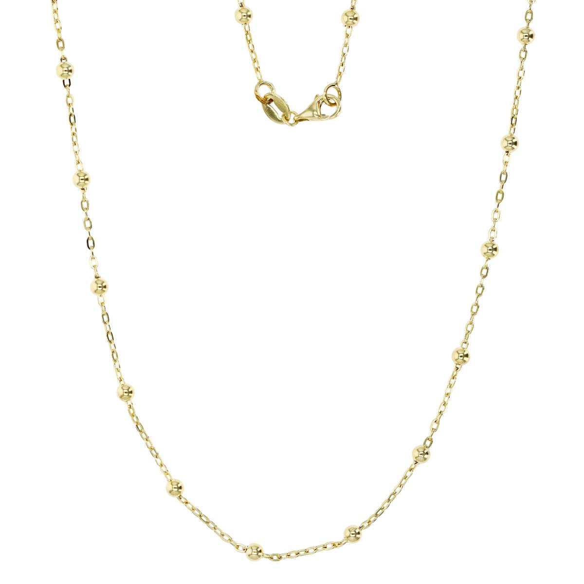 14K Gold Yellow 2.5MM 18'' Station Beaded Chain