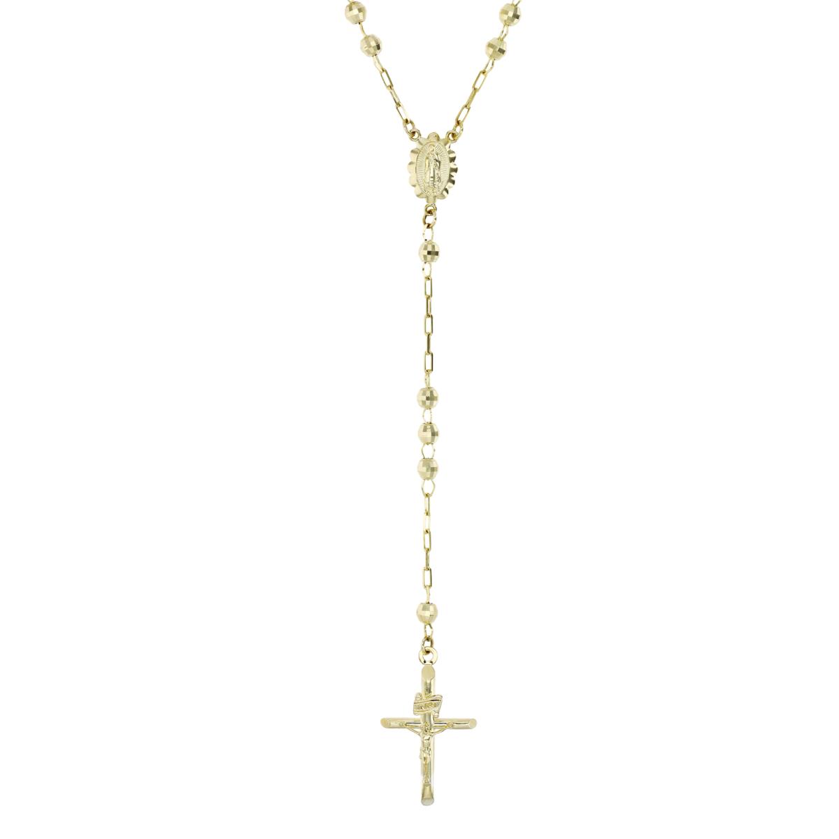 14K Gold Yellow 28X16MM Cross  18'' Rosary Necklace