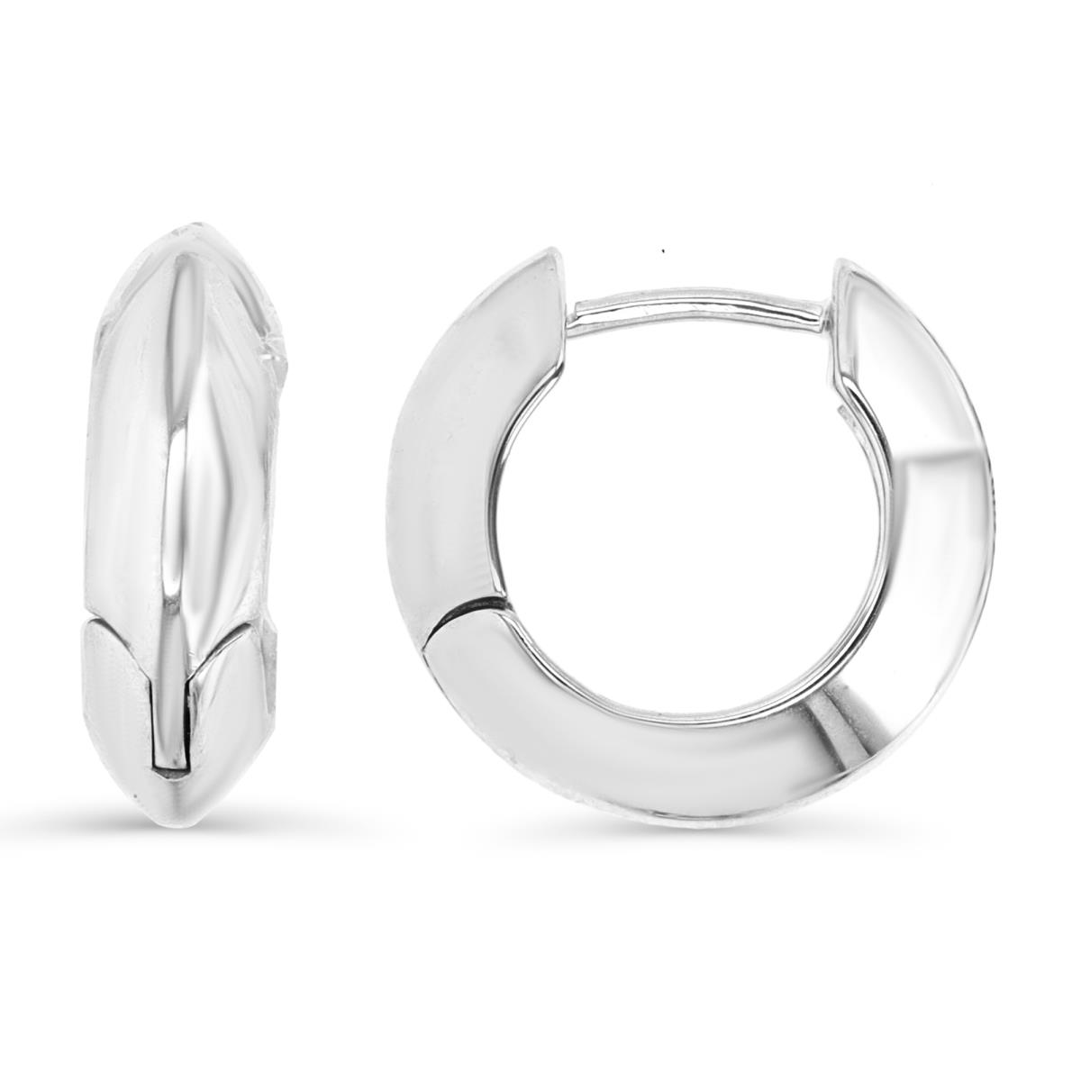Sterling Silver Rhodium 15X5 Hoop Earring