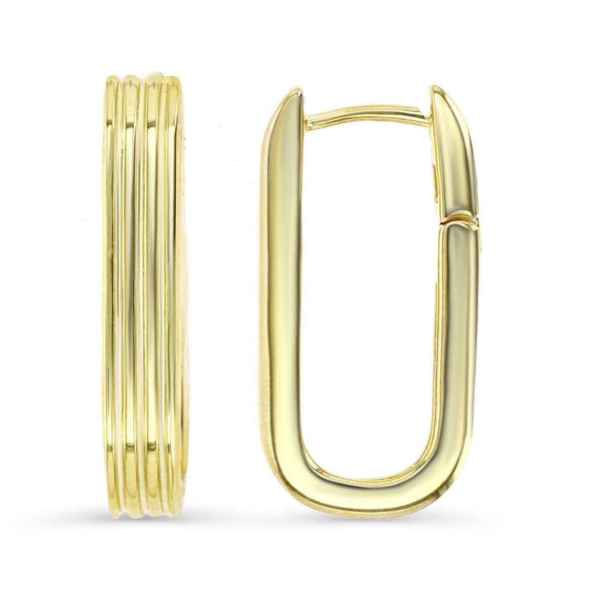 Sterling Silver Yellow 1M 25X4MM Polished Oval Ribbed Hoop Earring