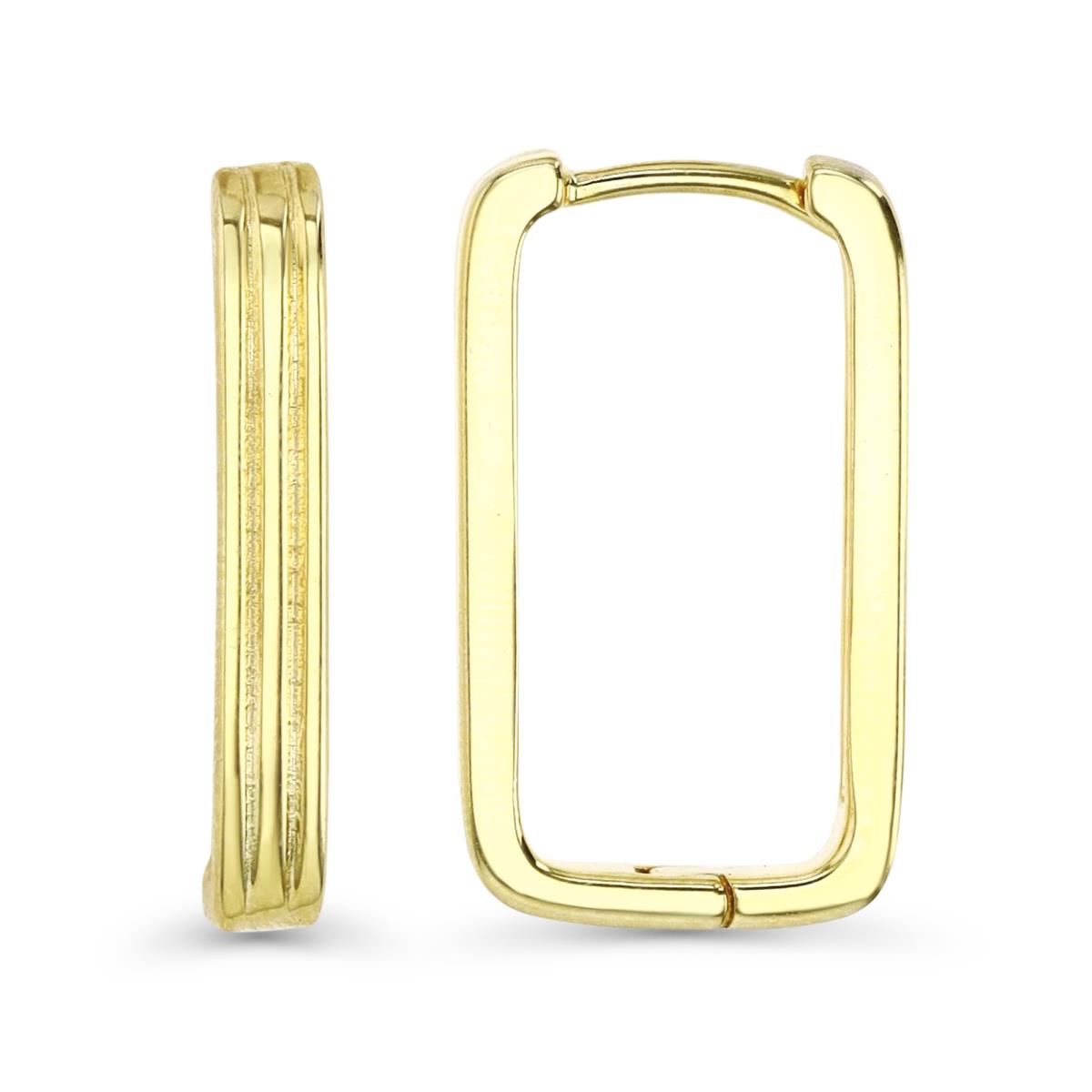 Sterling Silver Yellow 1M 22X4MM Polished Square Ripped Hoop Earring