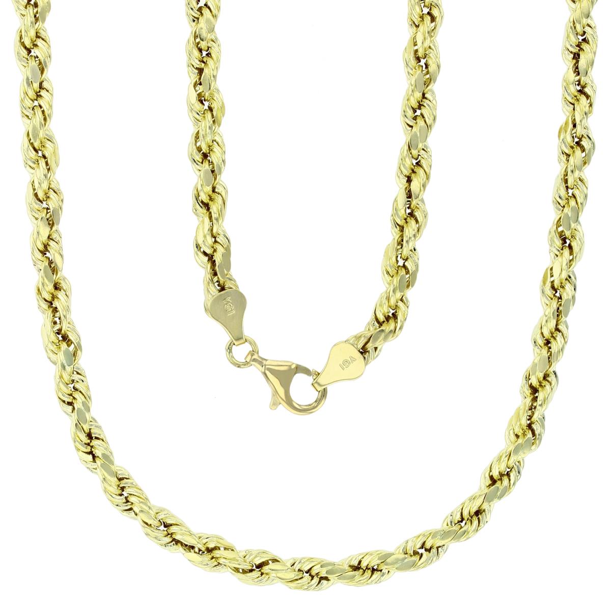 10K Yellow Gold 040 Diamond Cut Hollow Rope 8" Chain Bracelet