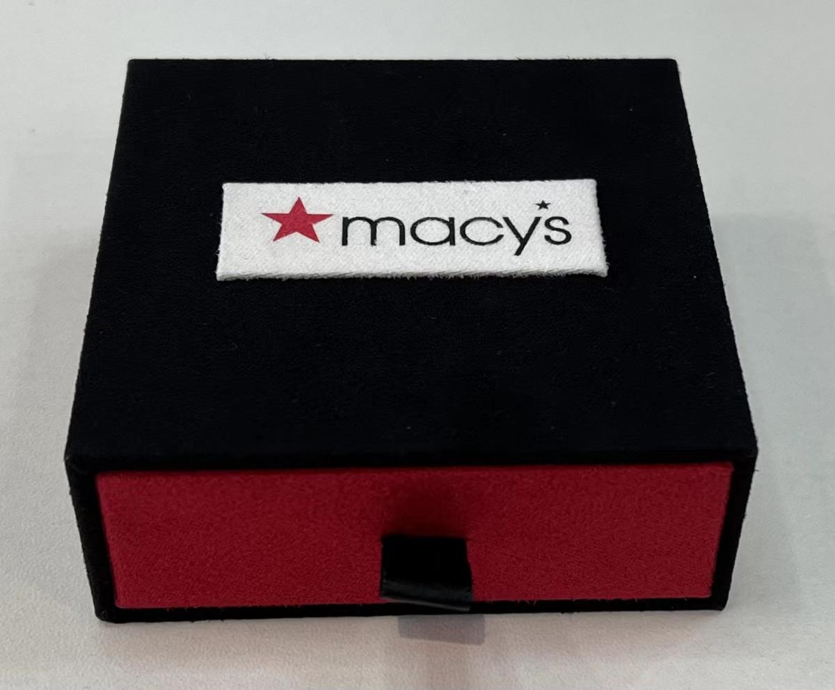 Macy's Black & Red 75x75x28mm Draw Box + Pouch + Cleaning Cloth