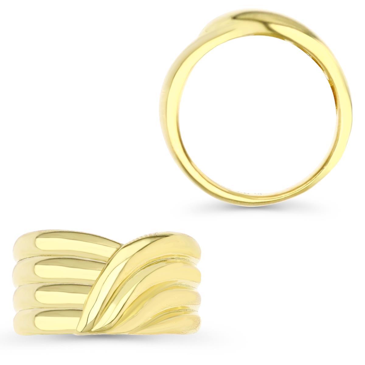 Sterling Silver Yellow 12MM Polished Thick Waved Ring
