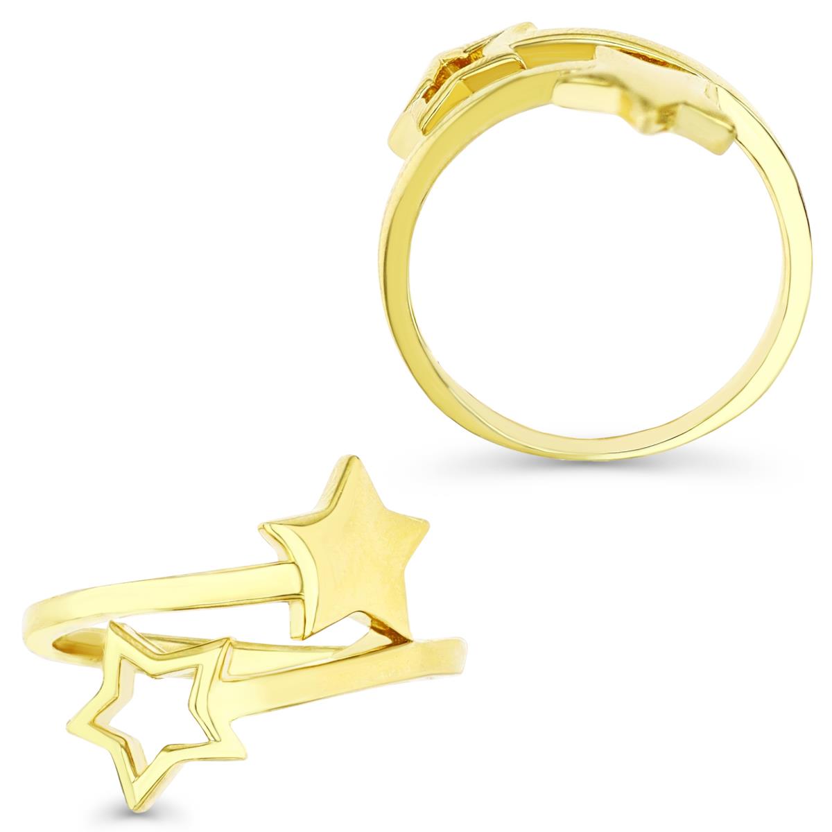 Sterling Silver Yellow 14MM Twin Star Cut Out Ring
