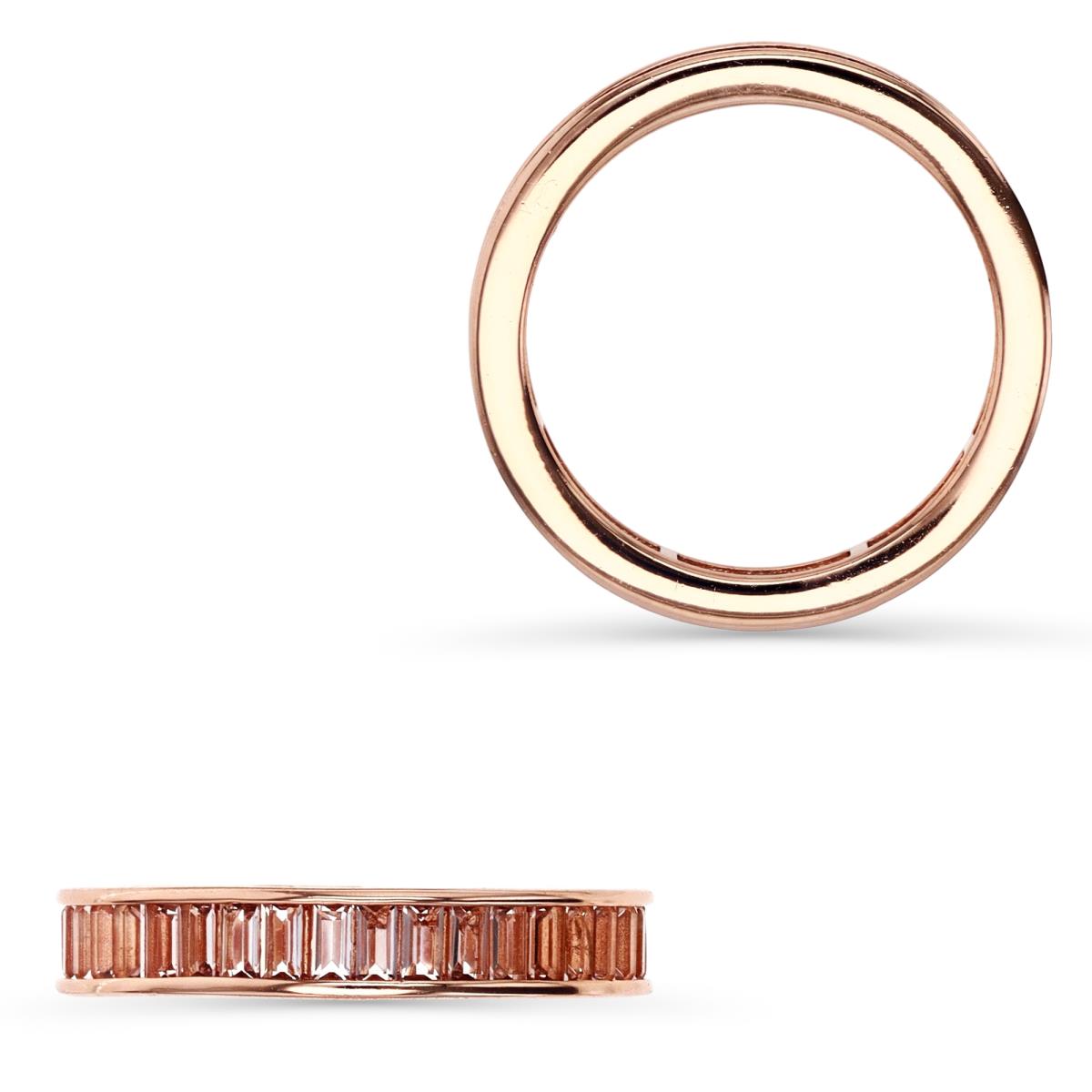Sterling Silver Rose 1M 3.5MM Polished Morganite Stg Baguette Eternity Ring