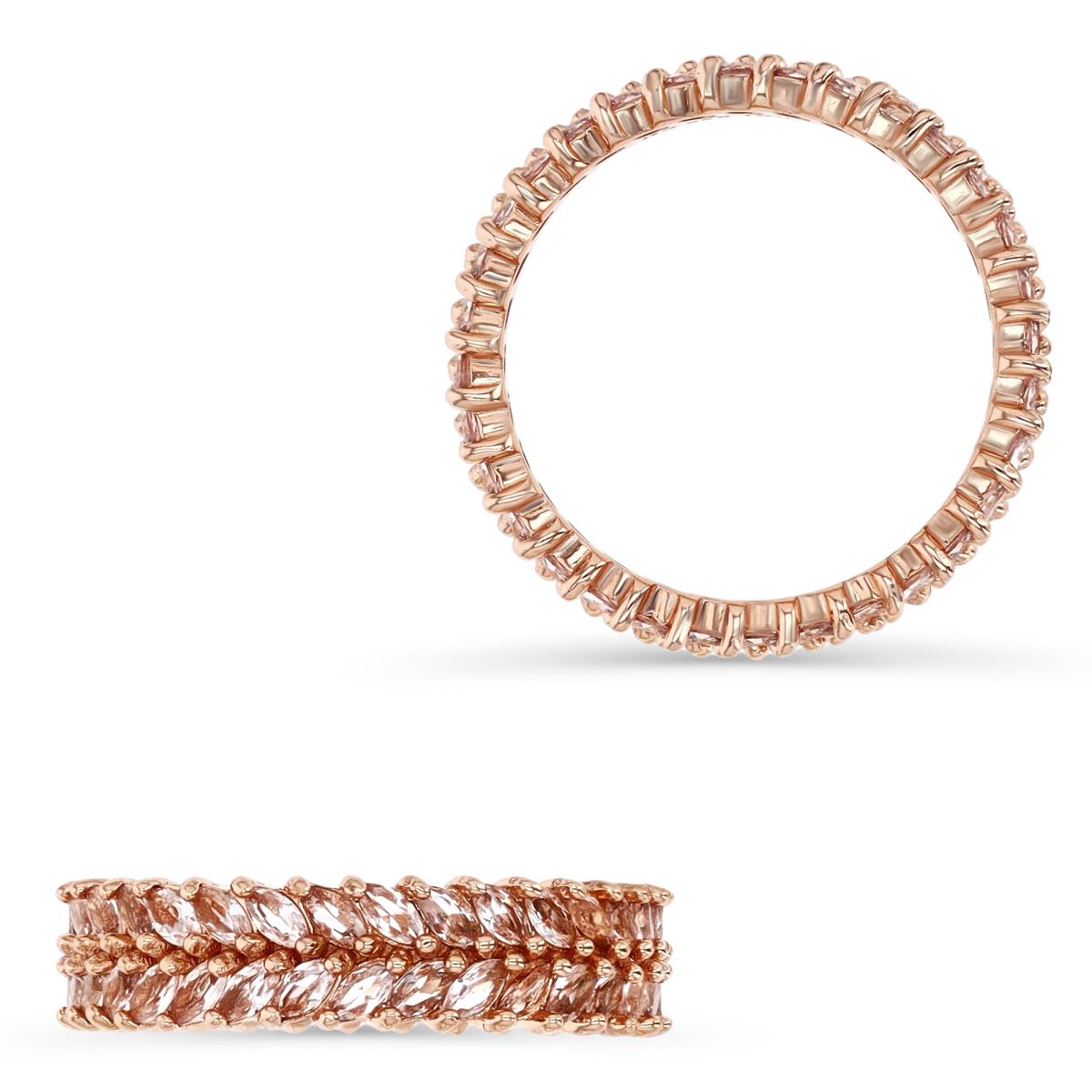 Sterling Silver Rose 1M 5MM Polished Morganite Marquise Shape Eternity Ring