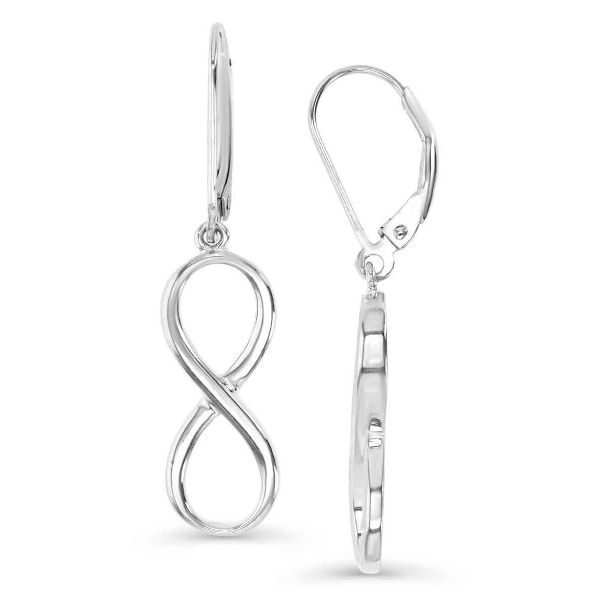 Sterling Silver Rhodium 38x9MM Polished Infinity Drop Lever Back Earring