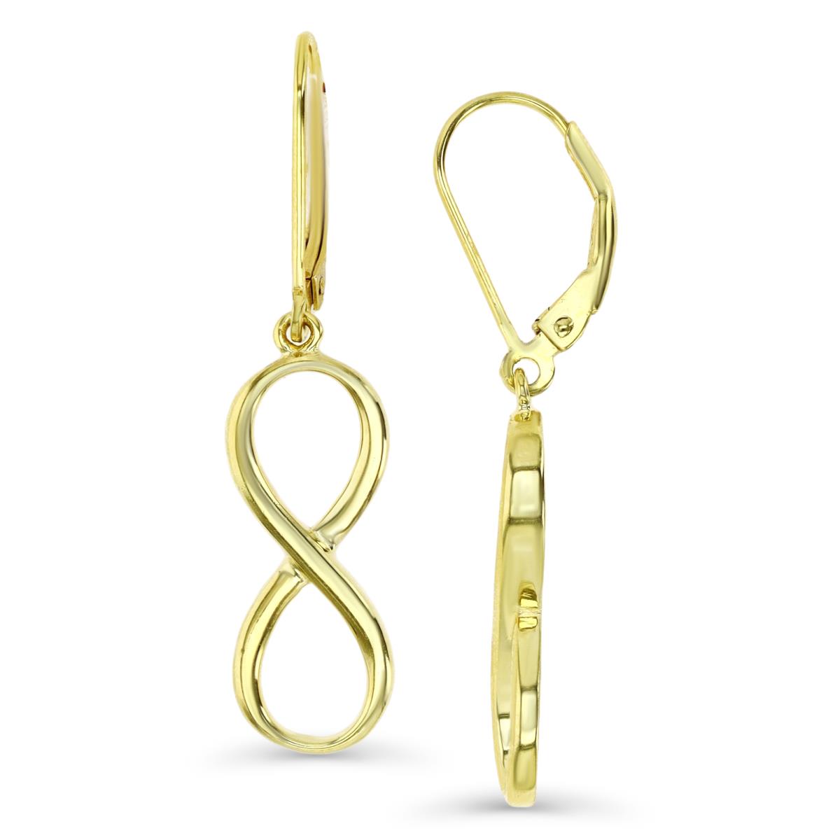 Brass Yellow 38x9MM Polished Infinity Drop Lever Back Earring