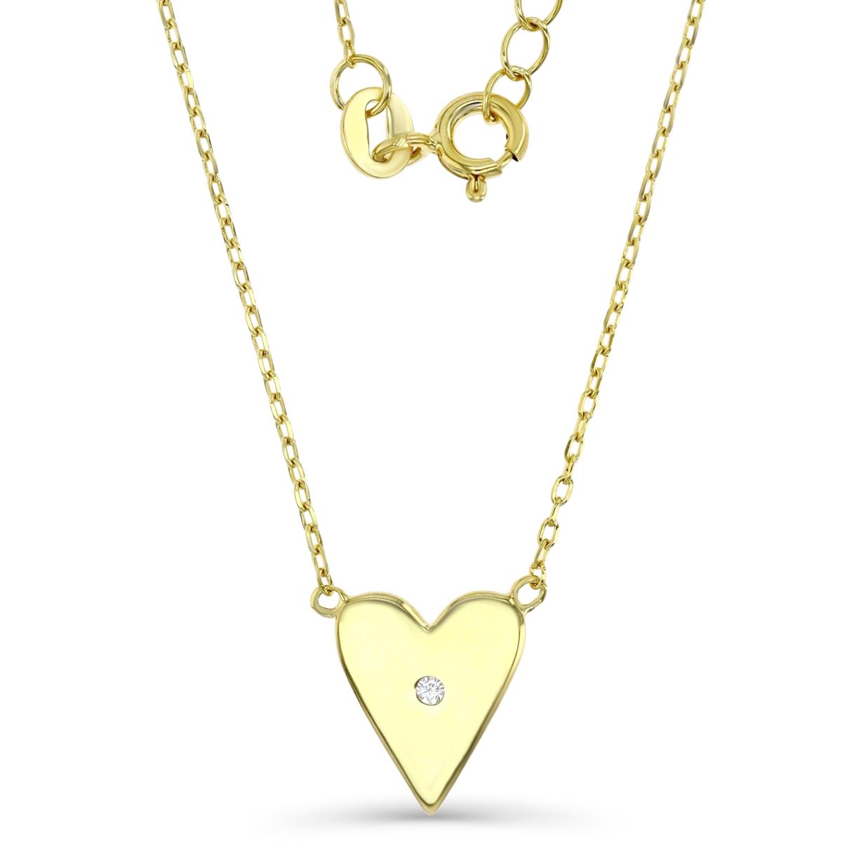 Sterling Silver Yellow 1M 10MM Polished White CZ Heart Dangling 18+2'' Necklace