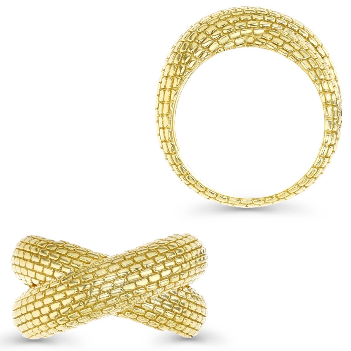 Sterling Silver Yellow 11MM Polished Snake Skin Pattern Twisted Ring