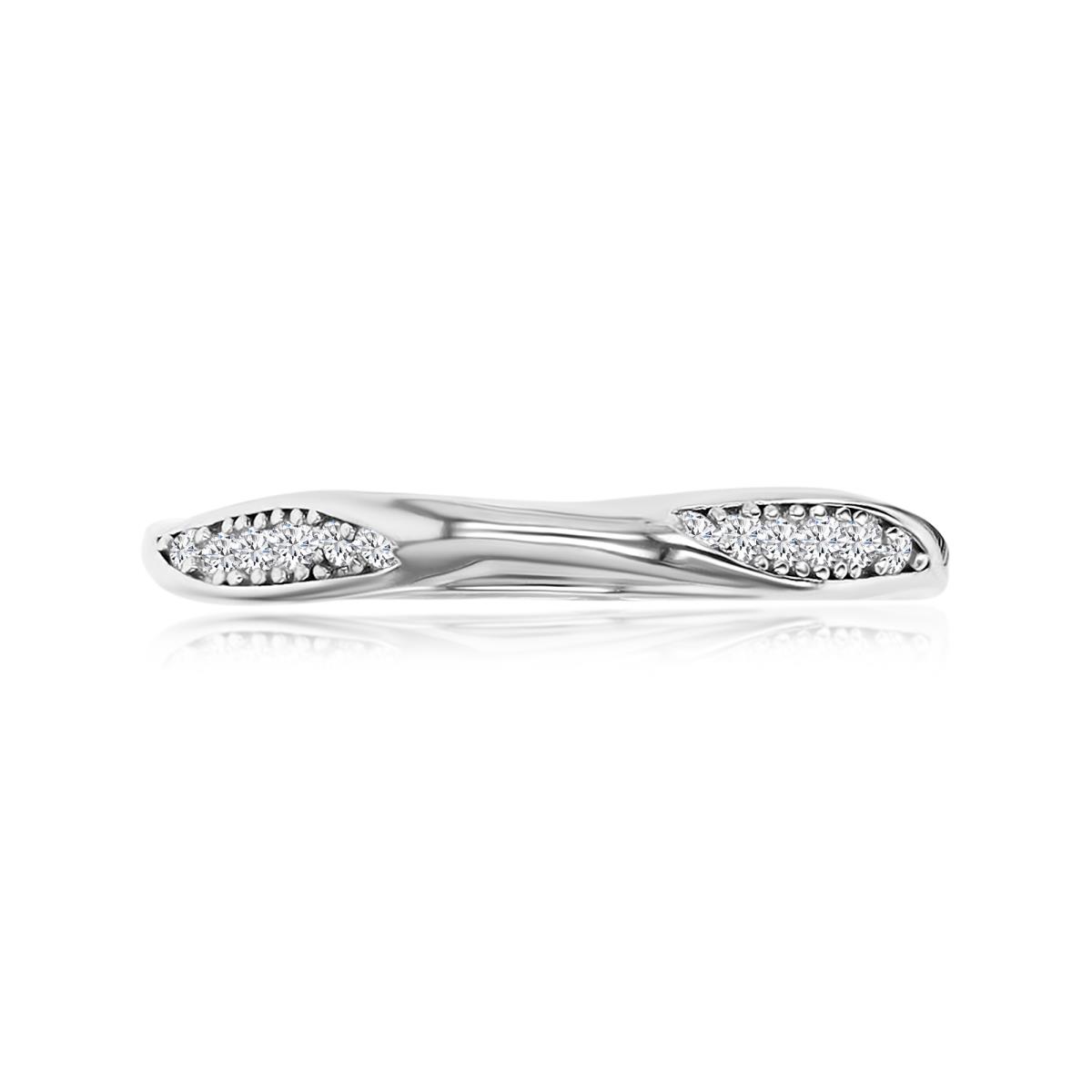 Sterling Silver Rhodium 3MM Polished White CZ Twisted Ring