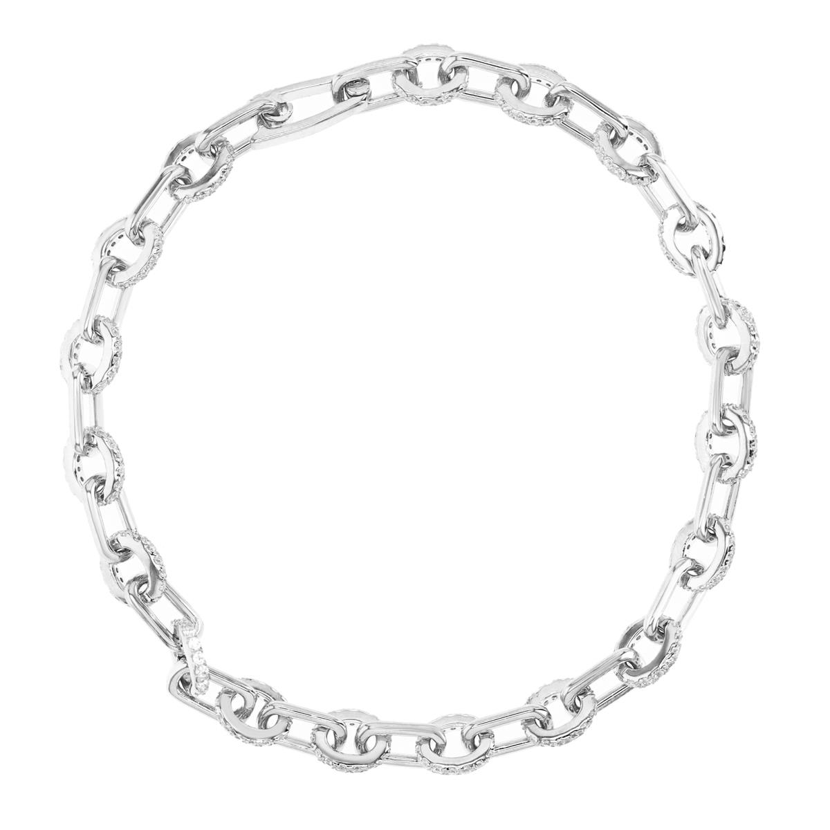 Sterling Silver Rhodium 5MM Polished White CZ Link 7.25'' Bracelet