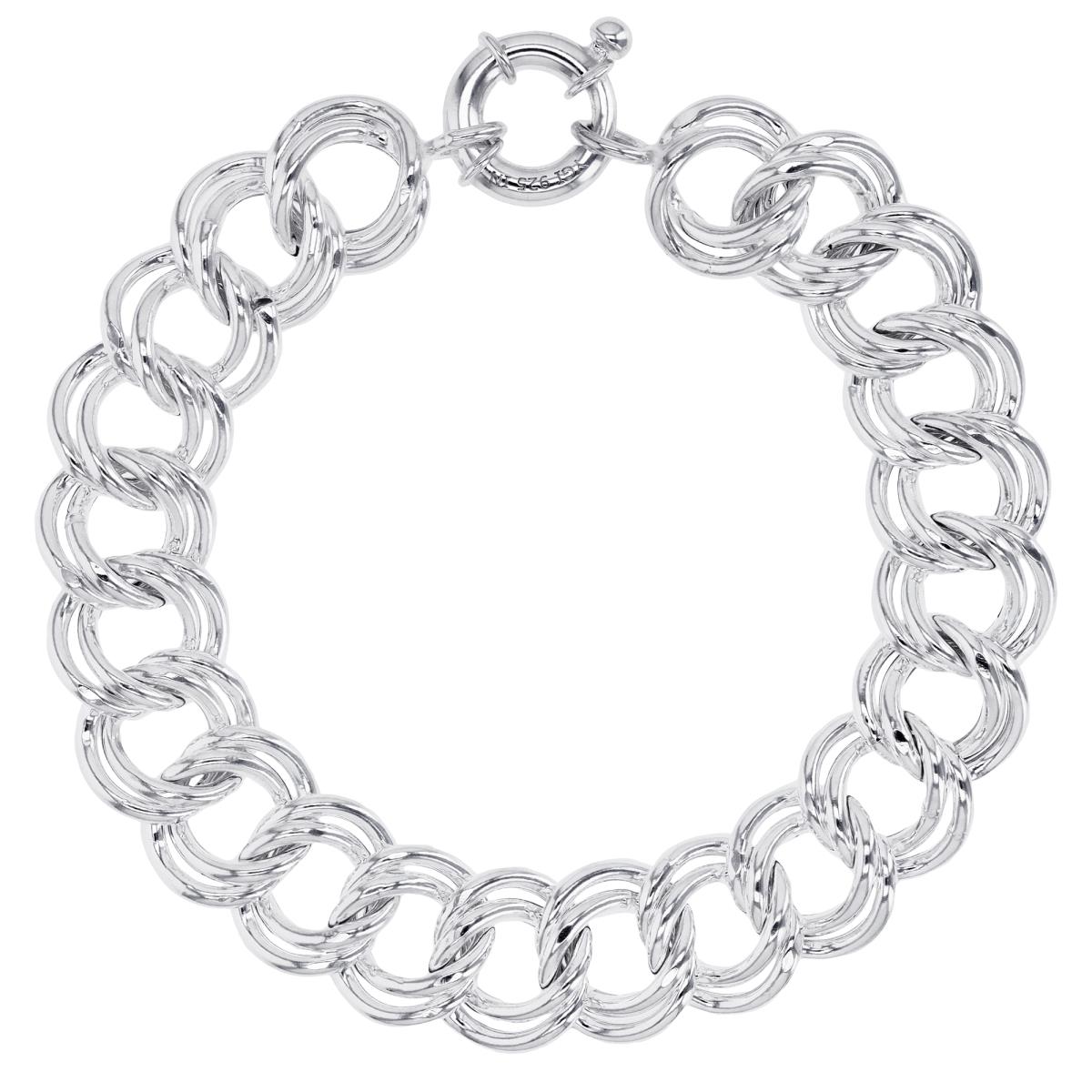 Sterling Silver Anti-Tarnish 13MM Polished Double Link 7.5'' Chain
