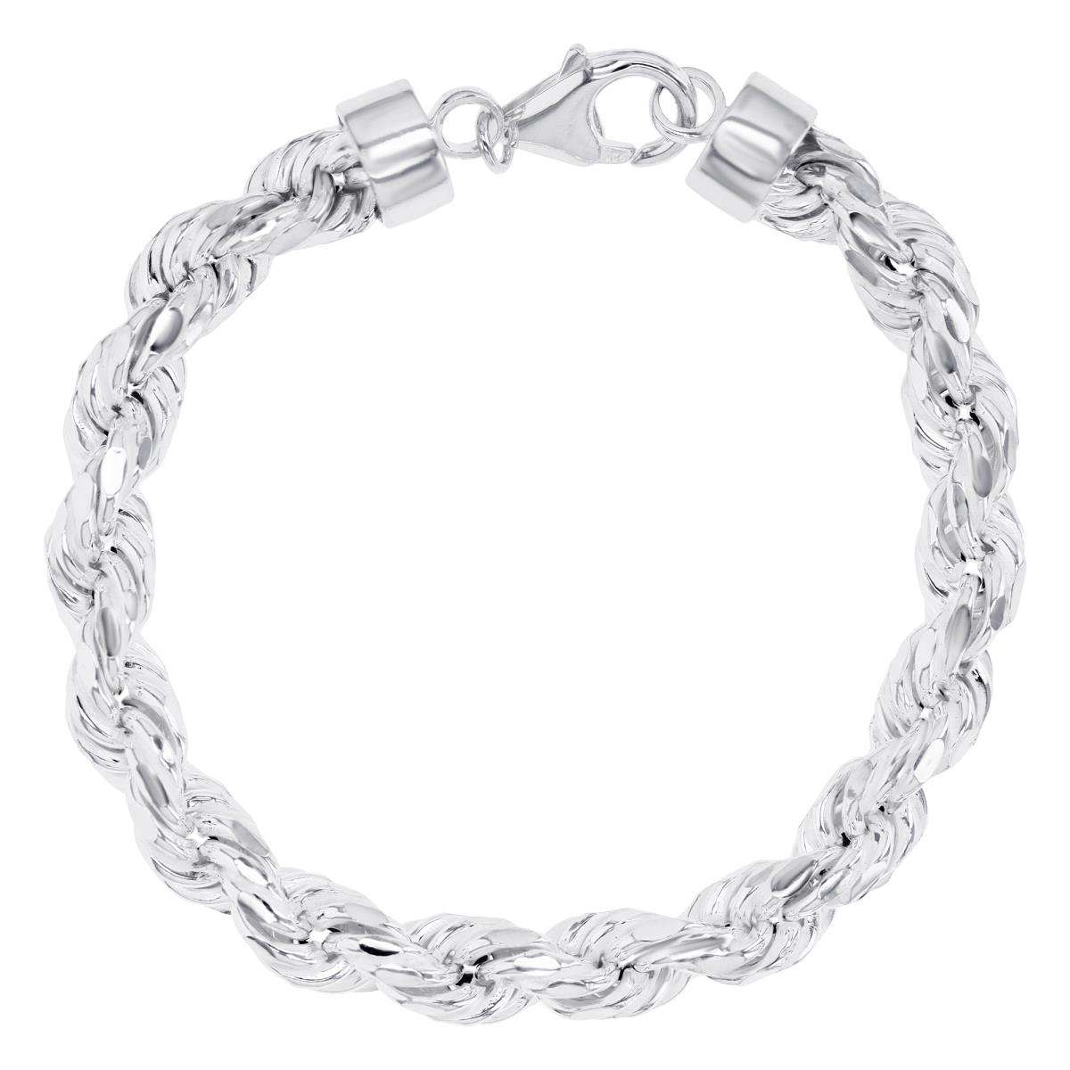 Sterling Silver Anti- Tarnish Hollow 8MM Polished Rope 7.5''  Chain