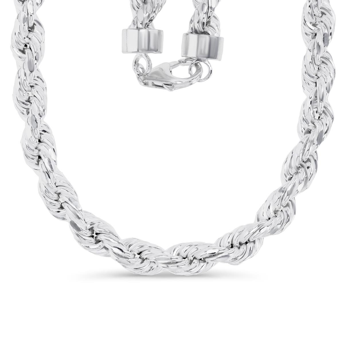 Sterling Silver Anti-Tarnish Hollow 8MM Polished Rope 20''  Chain