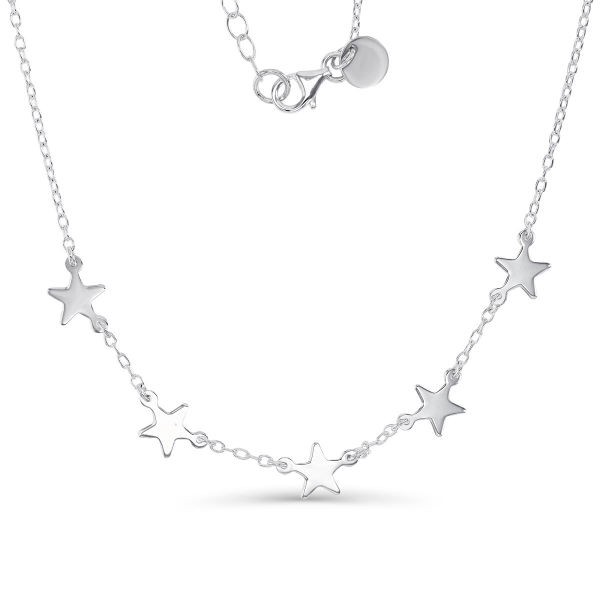 Sterling Silver Anti-Tarnish 8MM Dangling Stars 18+2'' Necklace
