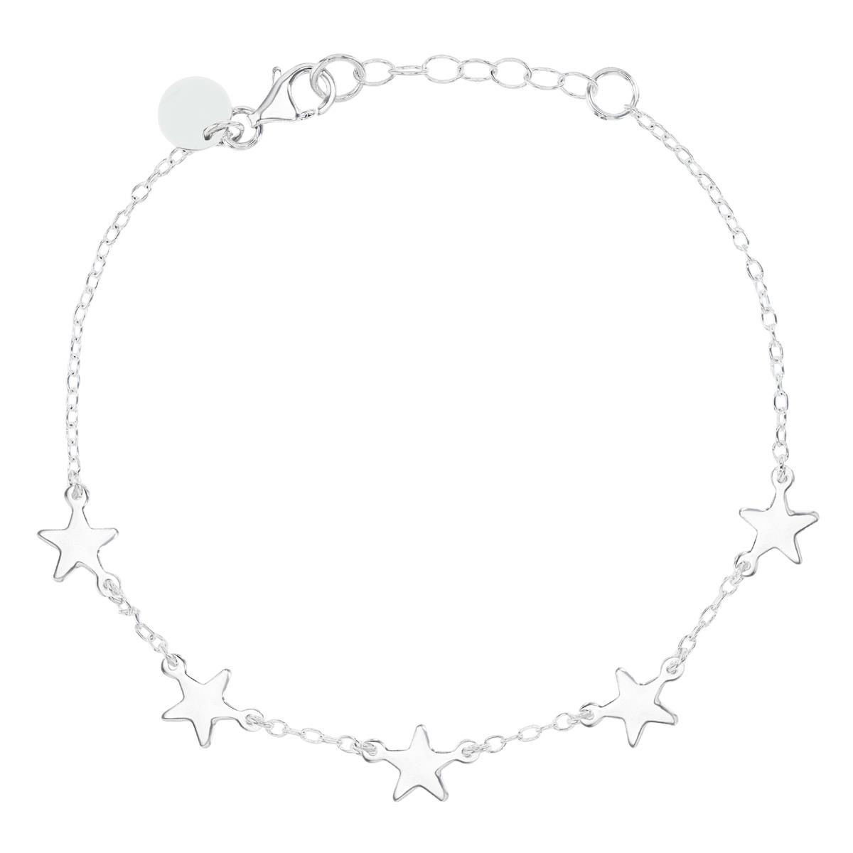 Sterling Silver Anti-Tarnish 8MM Dangling Stars 7+1'' Bracelet