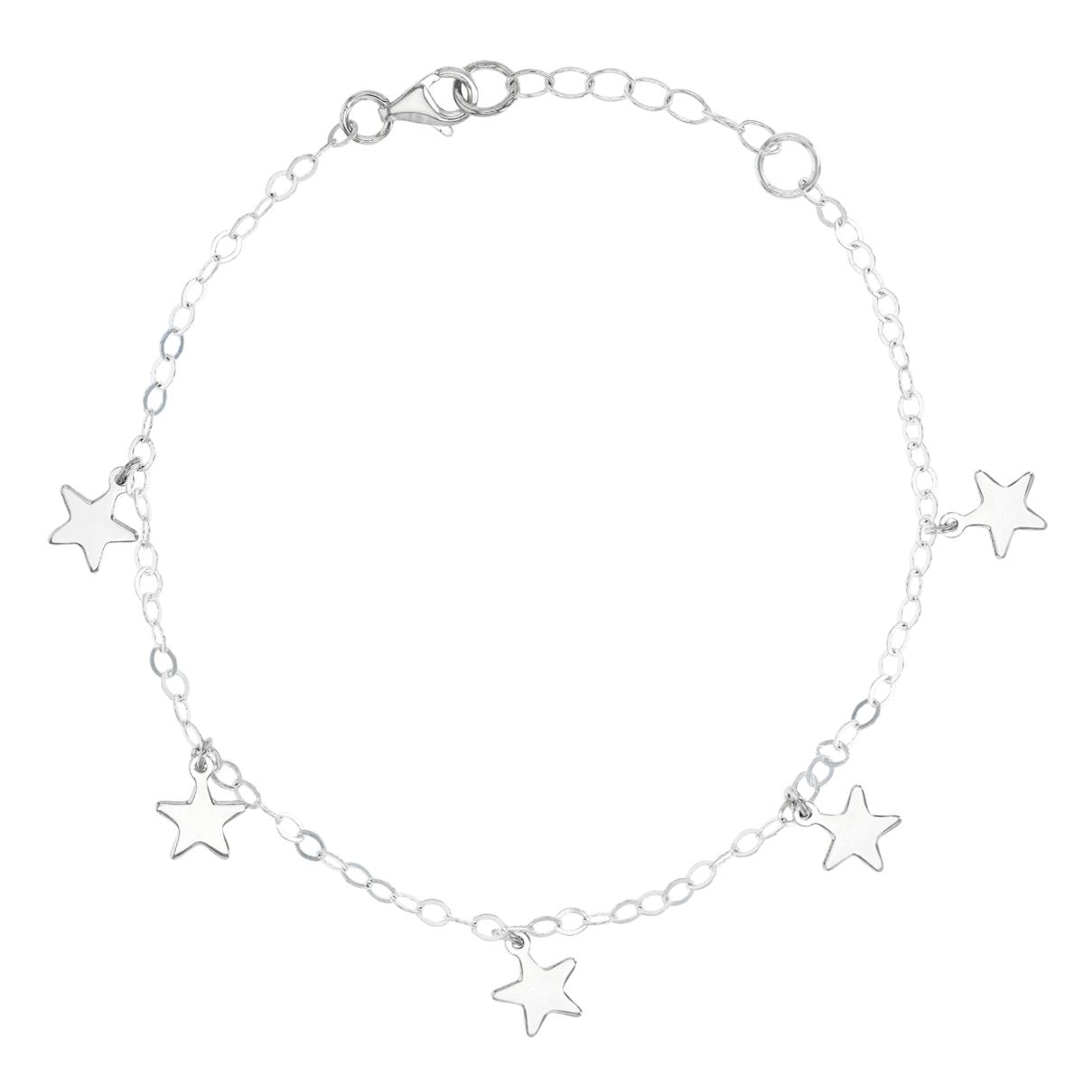 Sterling Silver Anti-Tarnish 7MM Dangling Stars 7+1'' Bracelet