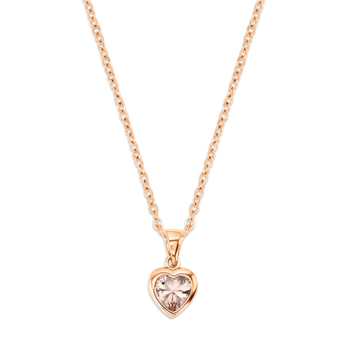 Sterling Silver Rose 1M 8MM Polished Morganite Bezel Heart Dangling 18'' Necklace