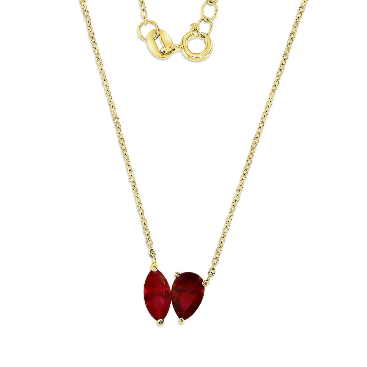 Sterling Silver Yellow 10MM Polished Cr Ruby Pear & Marquise Shape 18+2'' Necklace